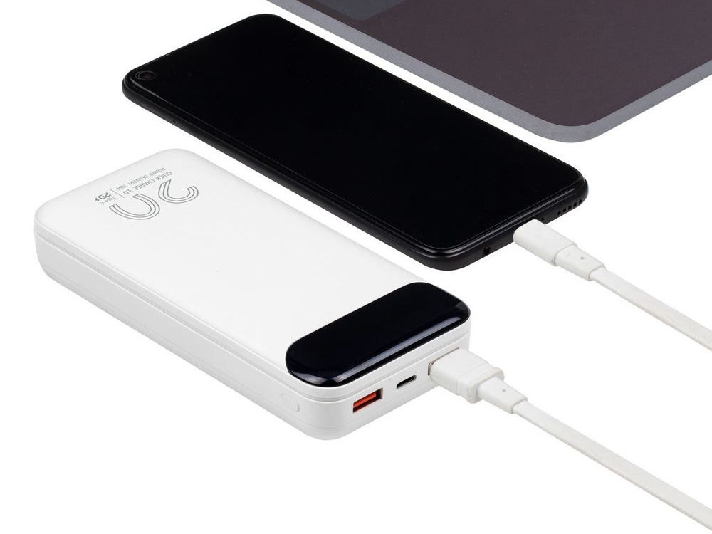 RIVACASE VA2580 (20 000mAh), QC/PD 20W внешний аккумулятор с дисплеем, белый /24-13