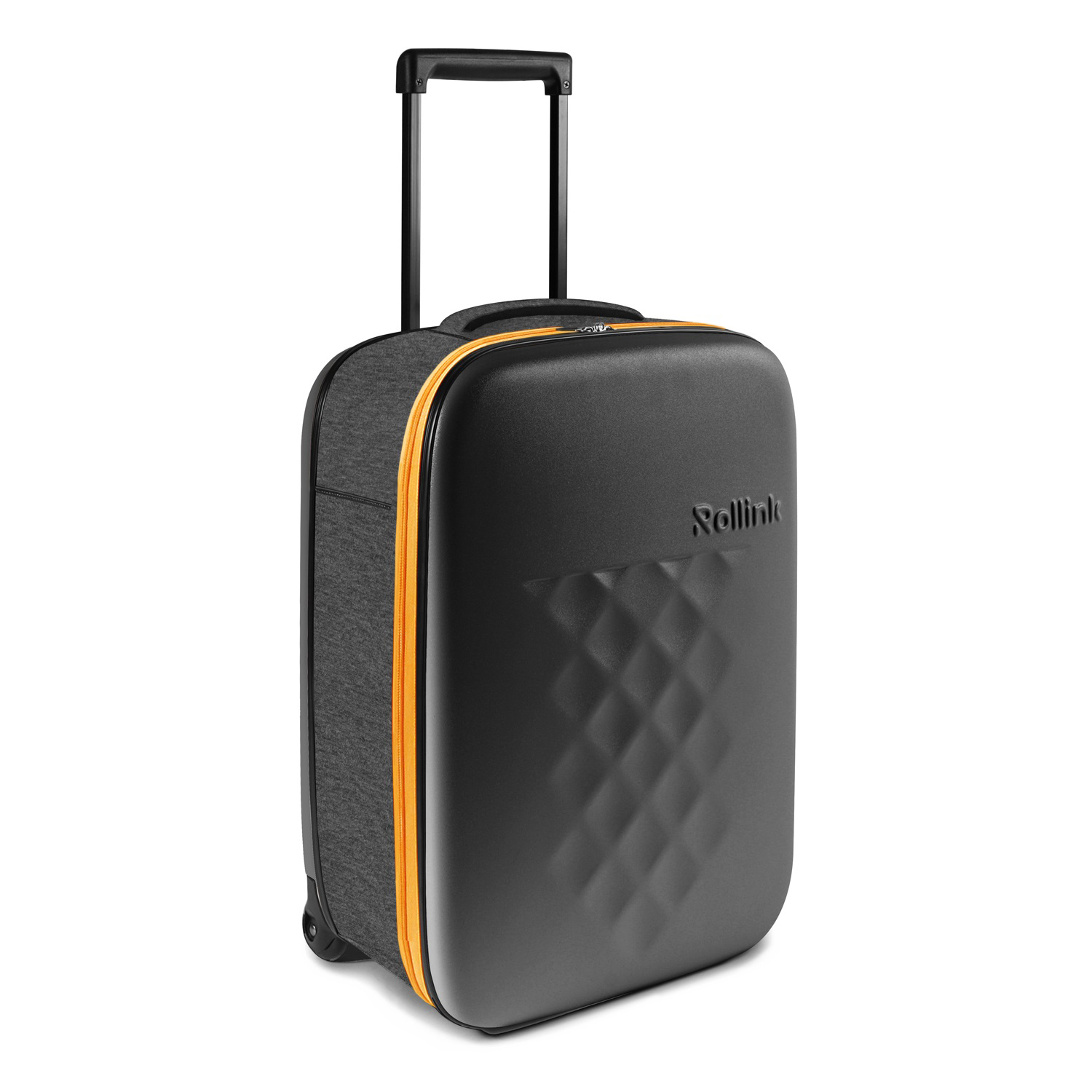 Чемодан складной Rollink Earth 55x40x20 см, 2 колеса, черный/оранжевый-1