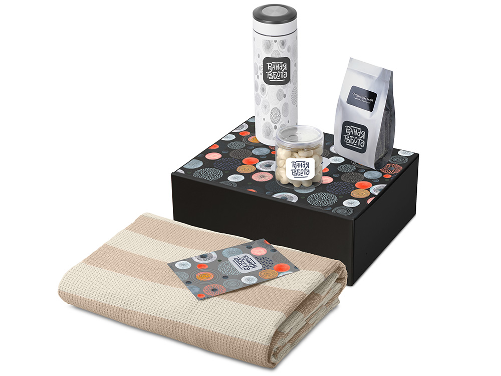 Подарочный набор Re:y. Warm с пледом, термосом и чаем-0