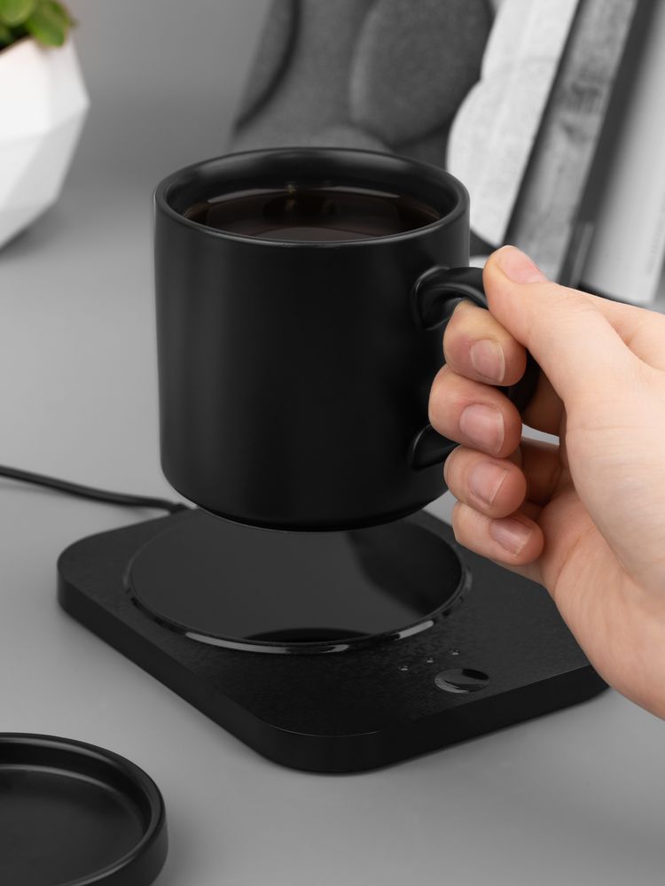 Кружка с подогревом и беспроводной зарядкой dualBase plus, черная-6