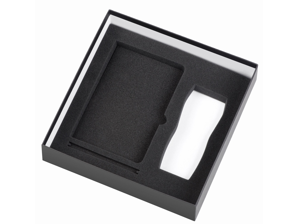 Подарочный набор с блокнотом С1, металлической ручкой и термокружкой, серый-2