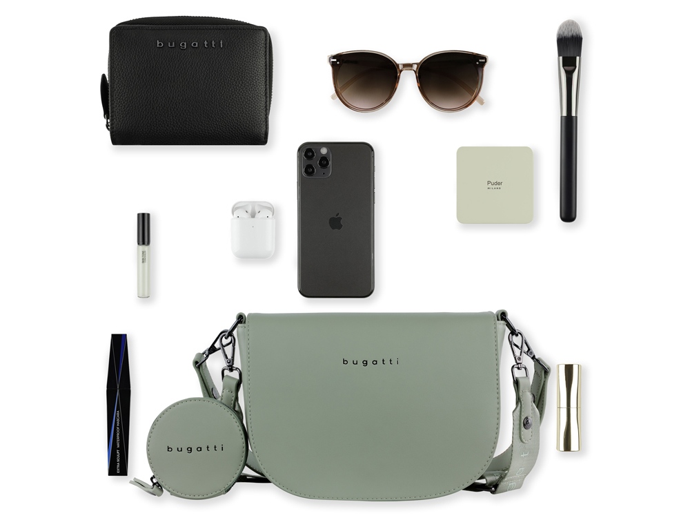 Сумка наплечная женская BUGATTI Almata, с кошельком, мятная, полиуретан, 27х6х18,5 см-5