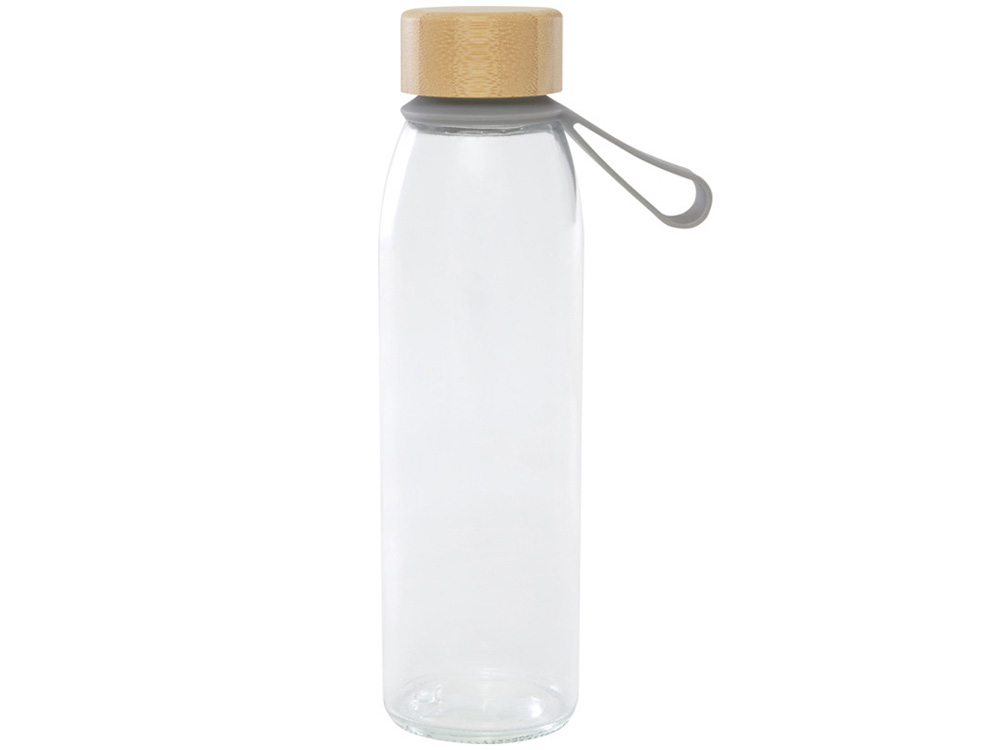 Стеклянная бутылка для воды Porto объемом 500 мл с силиконовой ручкой и бамбуковой крышкой - Серый-1