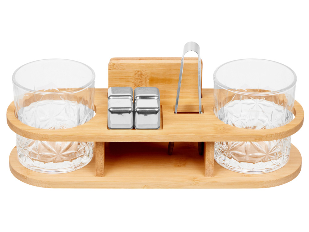Набор для виски на бамбуковой подставке Boulevardier-1