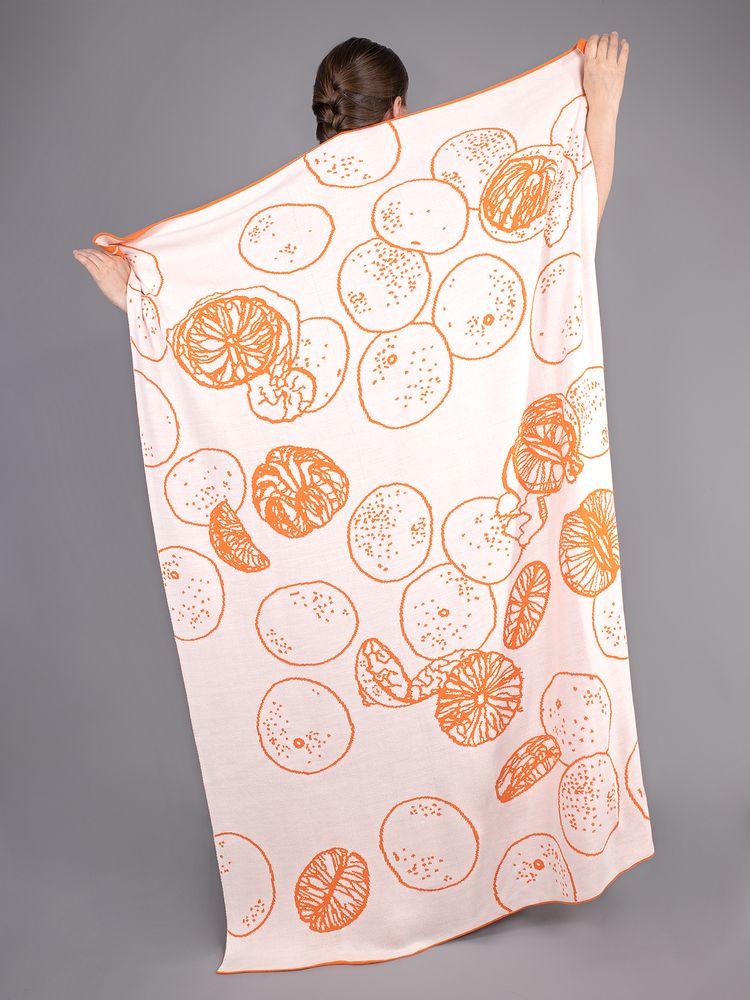 Плед Citrion, оранжево-белый-1