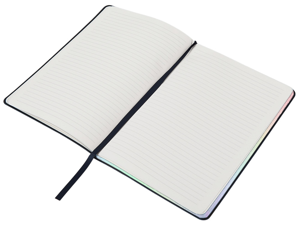 Блокнот А5 в гибкой обложке Fellini с голографическим срезом, темно-синий-4