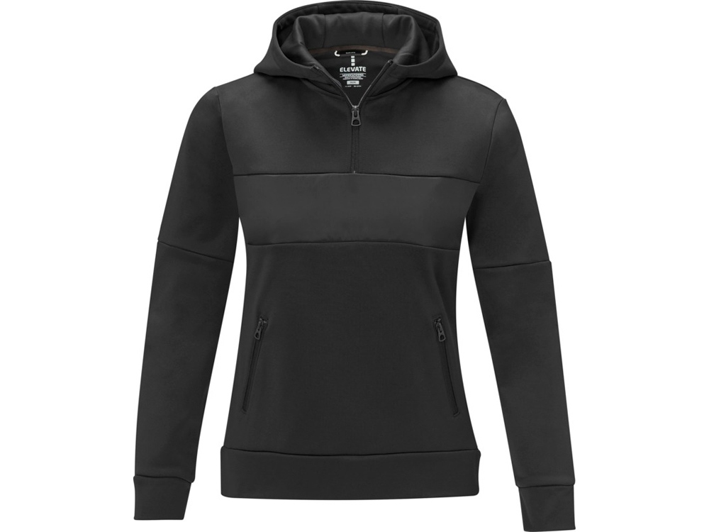 Женский свитер анорак Sayan на молнии на половину длины с капюшоном, черный-1