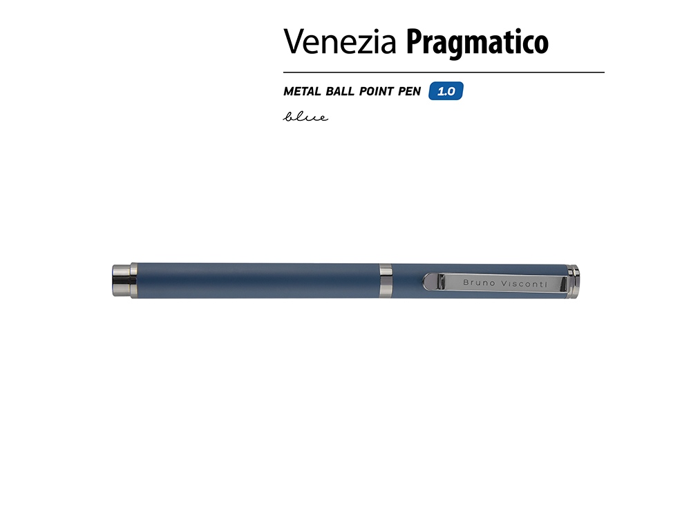 Ручка металлическая шариковая Venezia Pragmatico софт-тач, синий-1
