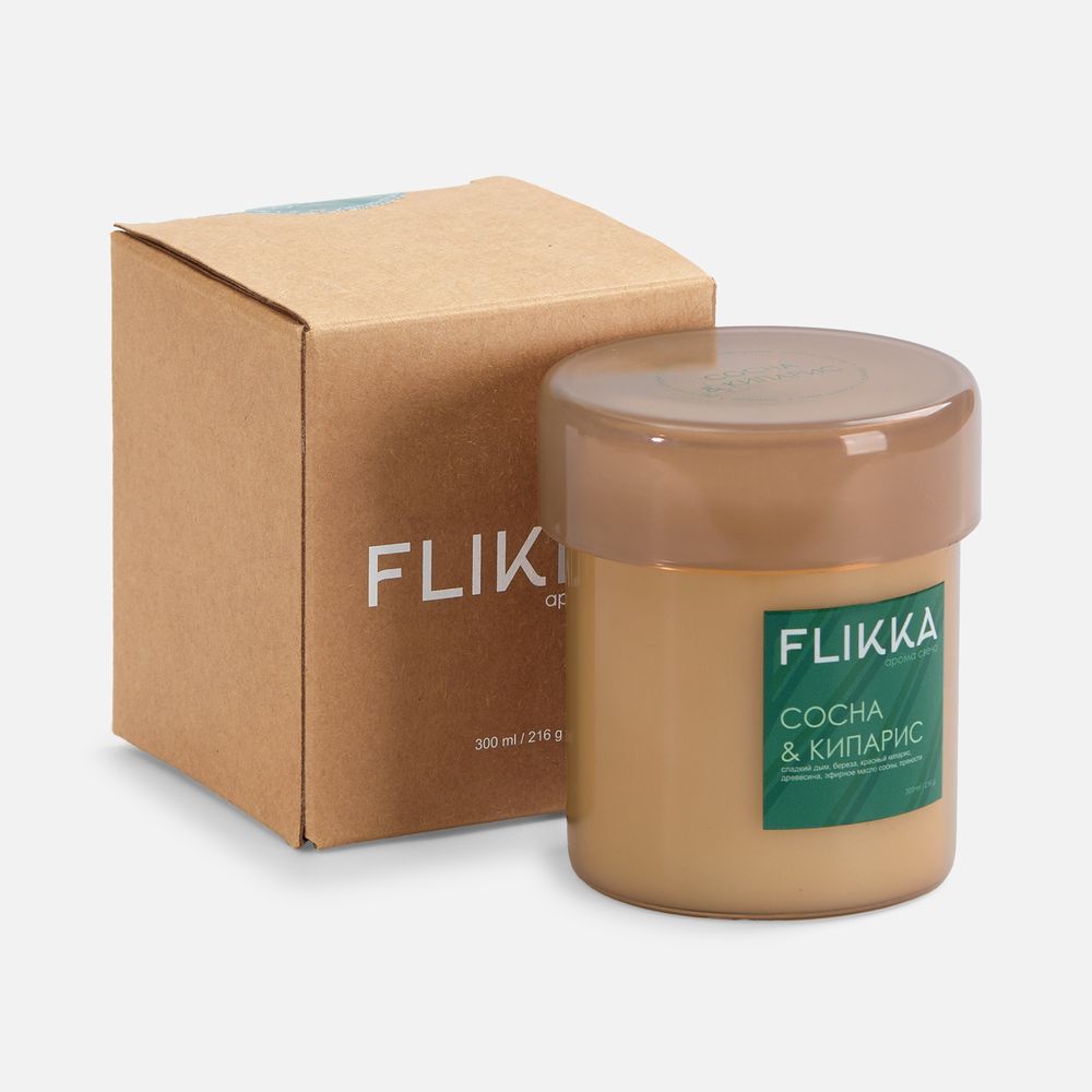 Ароматическая свеча Flikka, сосна и кипарис, бежевая-5