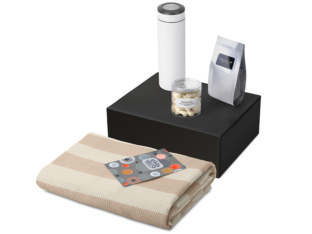 Подарочный набор Re:y. Warm с пледом, термосом и чаем-1