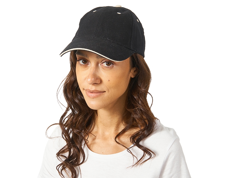 Бейсболка New Castle 6-ти панельная, черный/натуральный-2