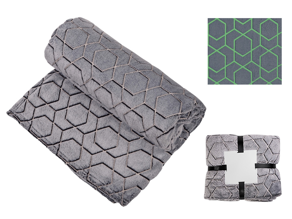 Светящийся в темноте плед Lattice черный-0