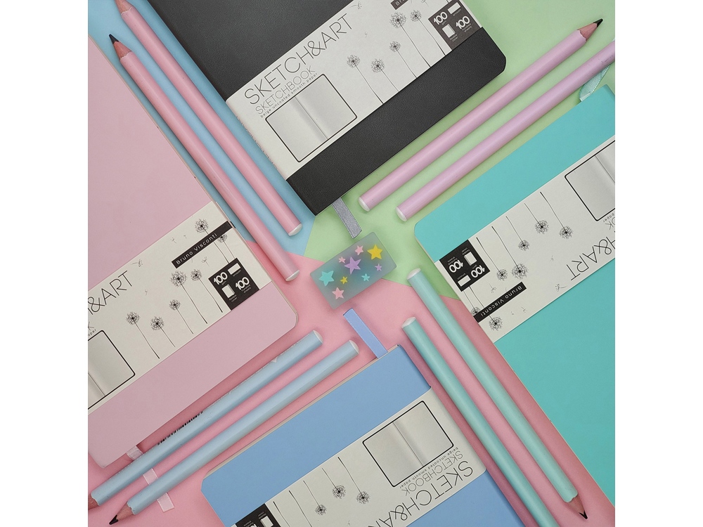 Скетчбук Sketch & Art в мягком переплете 140х210 мм, 100 л. бежевой бумаги 100 гр., мятный-6
