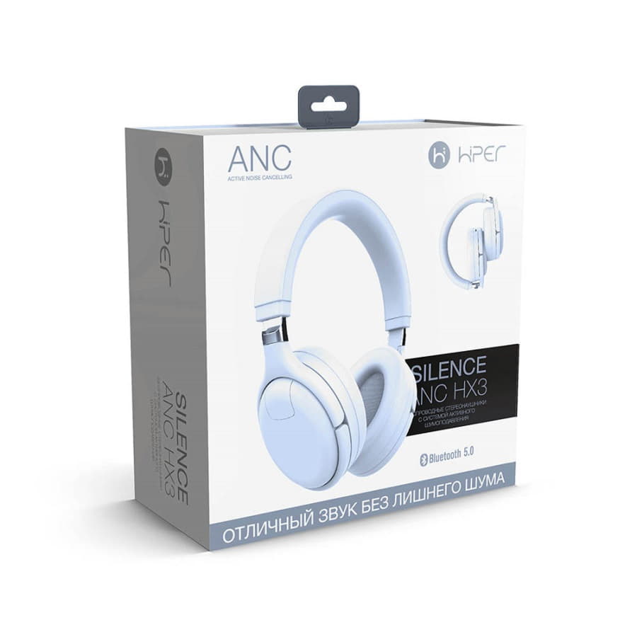 Наушники головные беспроводные Hiper SILENCE HX3, белые, белый-4