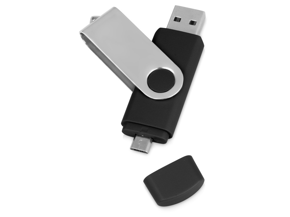 USB/micro USB-флешка 2.0 на 16 Гб Квебек OTG, черный-0