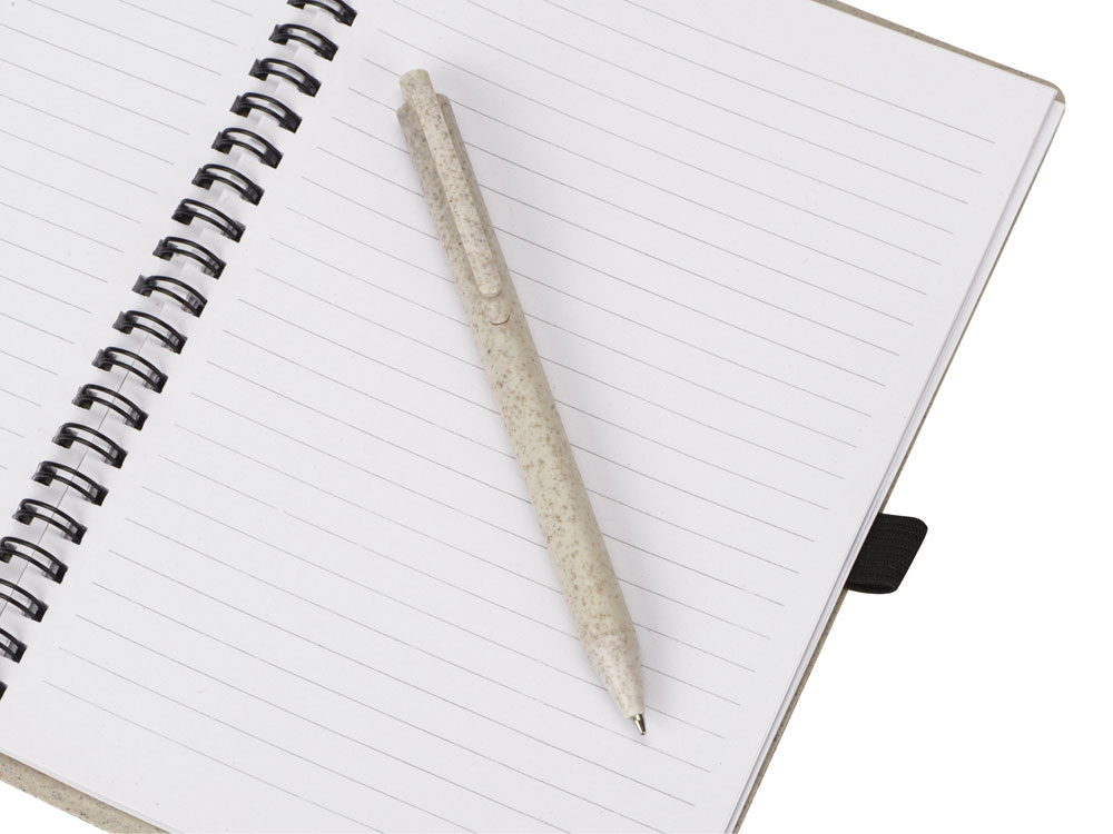 Блокнот А5 Toledo M, бежевый + ручка шариковая Pianta из пшеничной соломы, бежевый-3