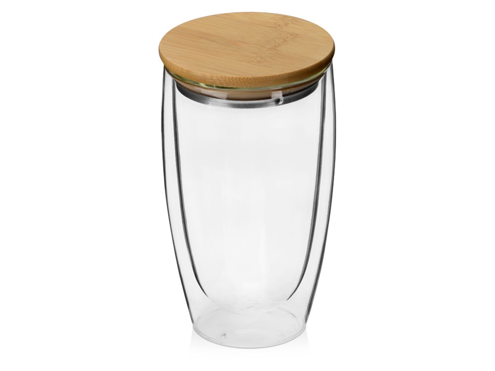 Стакан Batur с двойными стенками и бамбуковой крышкой, 450 мл-0