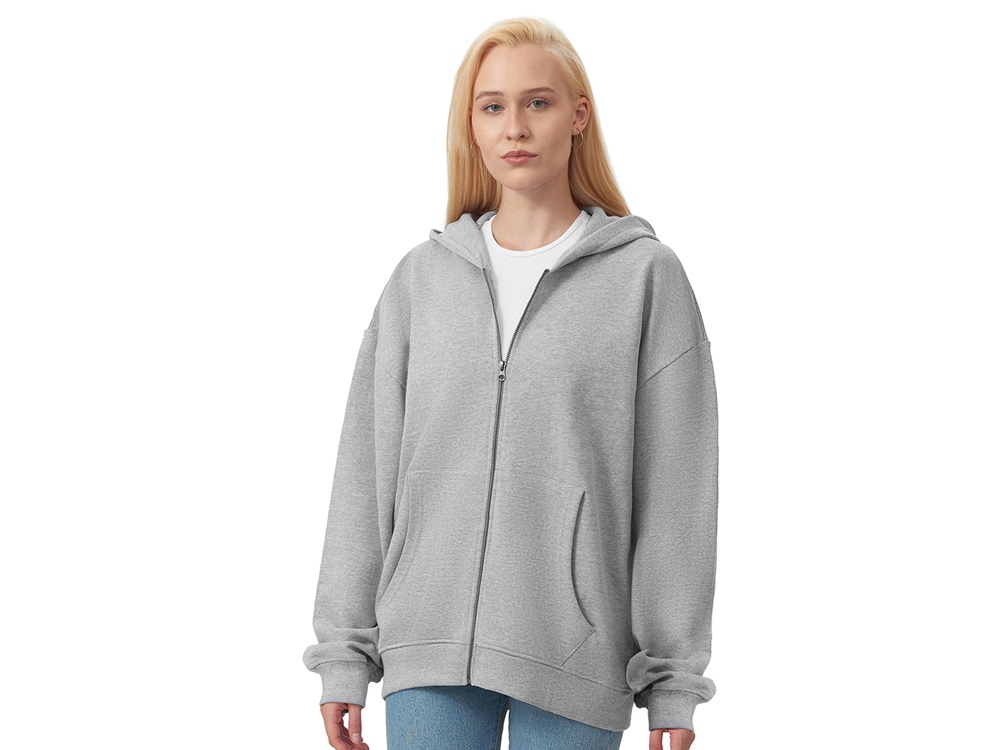 Толстовка оверсайз с капюшоном на молнии Monaco, серый меланж-3