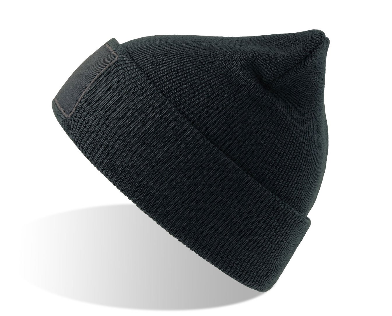 Шапка вязаная  двойная Wind-S с патчем, темно-синий-0