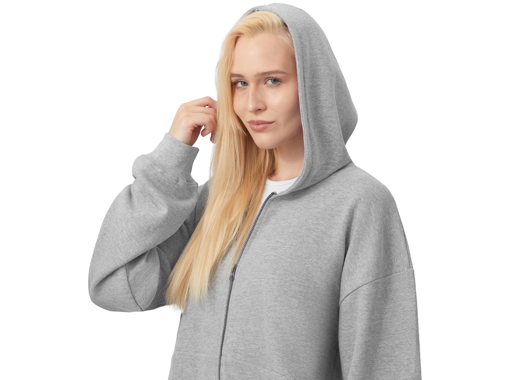 Толстовка оверсайз с капюшоном на молнии Monaco, серый меланж-7