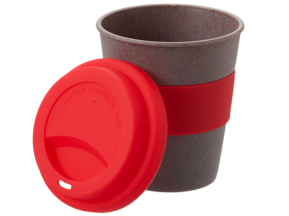 Стакан с силиконовой крышкой Cafe, красный-2