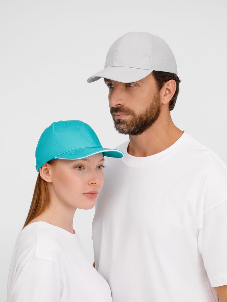 Бейсболка Buffalo, бирюзовая с белым-4