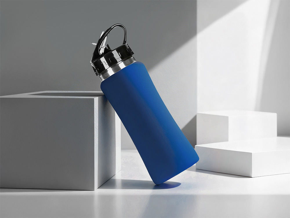 Бутылка для воды Bottle C1, сталь, soft touch, 600 мл, темно-синий-0