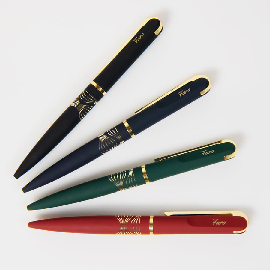 Ручка шариковая FARO, покрытие soft touch, черный, золотистый-4