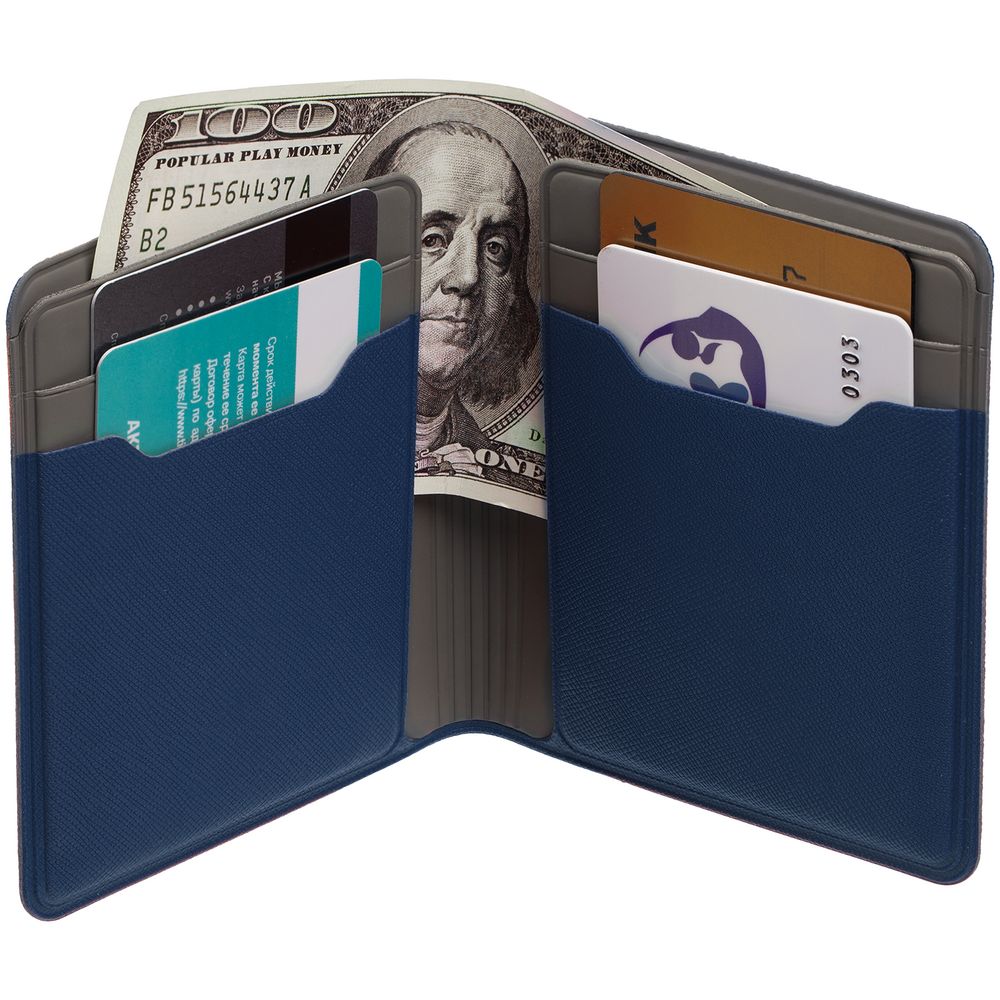 Картхолдер с отделением для купюр Dual, синий-2