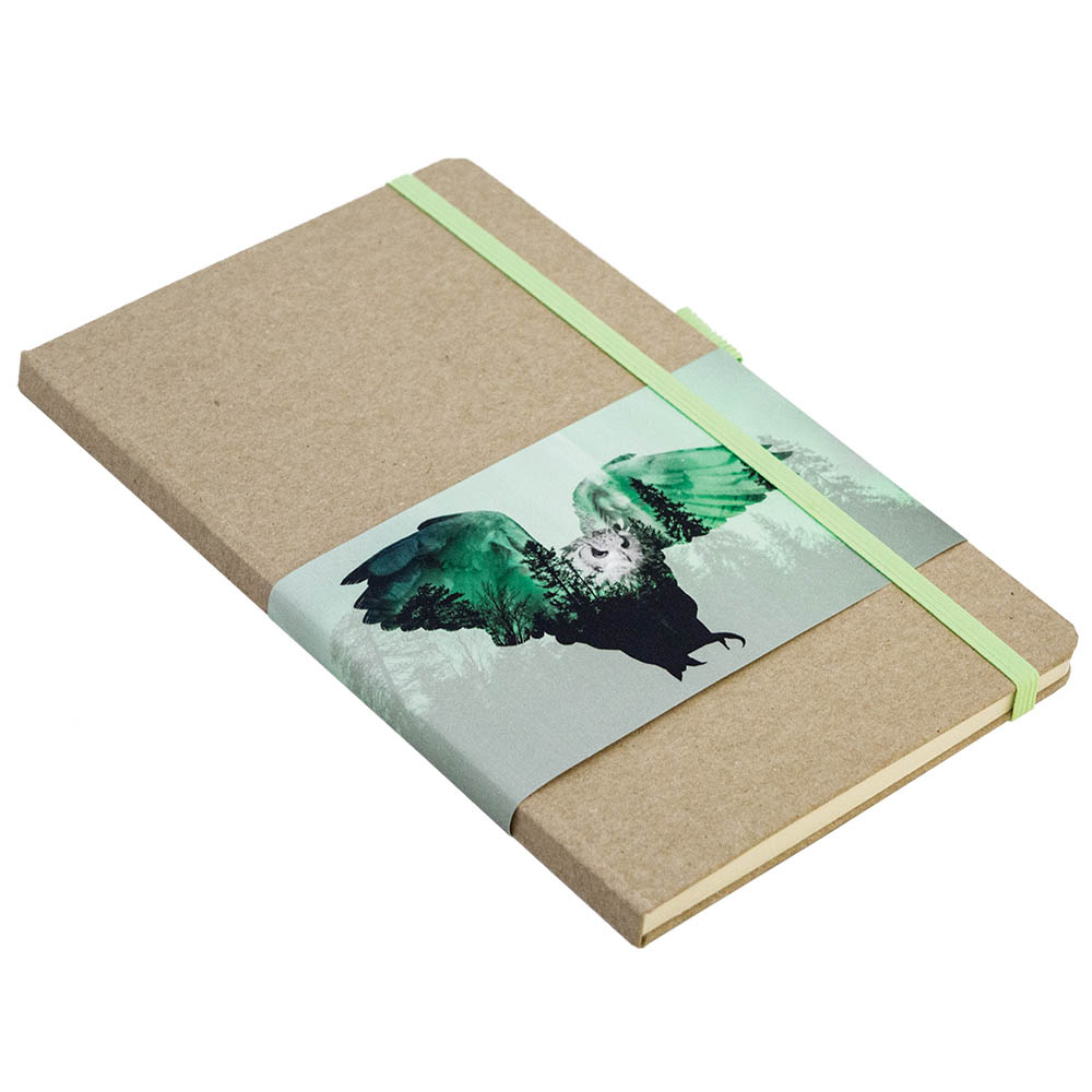 Скетчбук (Сова), Бежевый/ зеленый-0