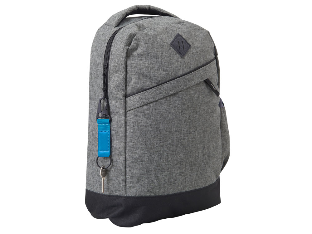 Брелок-ремувка Carabinier из ткани с вставкой из экокожи и карабином, синий-2