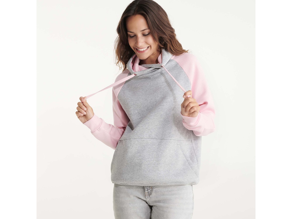 Толстовка с капюшоном Badet мужской, серый меланж/светло-розовый-6