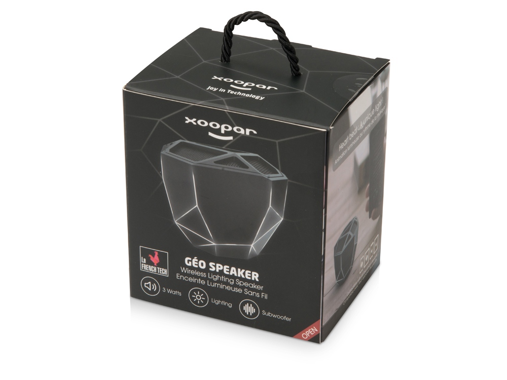 Портативная колонка Geo, мокрый асфальт + белая подсветка-9