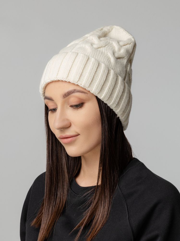 Шапка Loren, молочно-белая (ванильная)-5