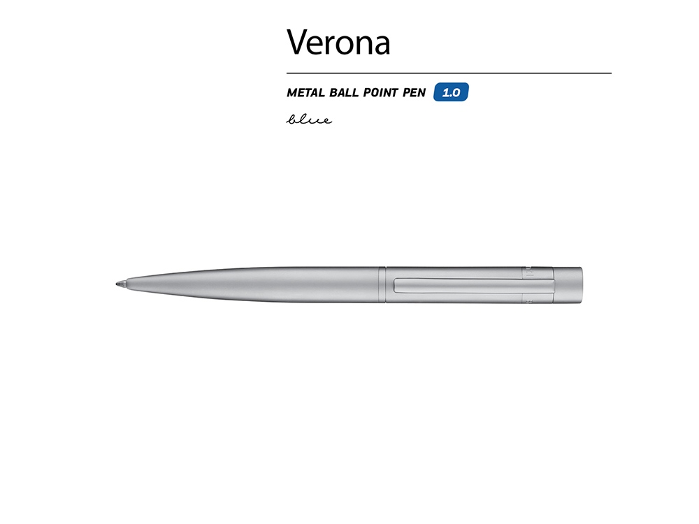 Ручка металлическая шариковая Verona, серебристый-1