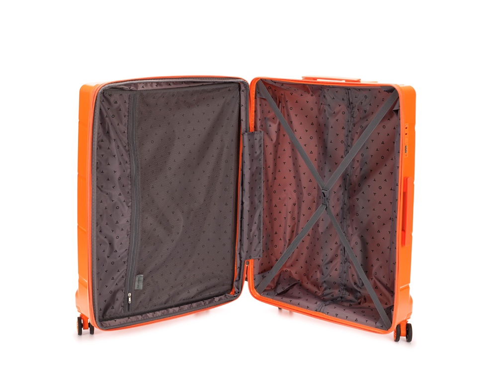Чемодан TORBER В Отпуск, оранжевый, полипропилен, 54,5 х 33,5 х 79 см, 135 л-1