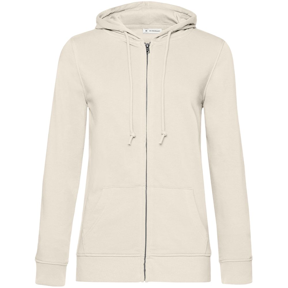 Толстовка на молнии с капюшоном женская BNC Inspire (Organic), молочно-белая-0