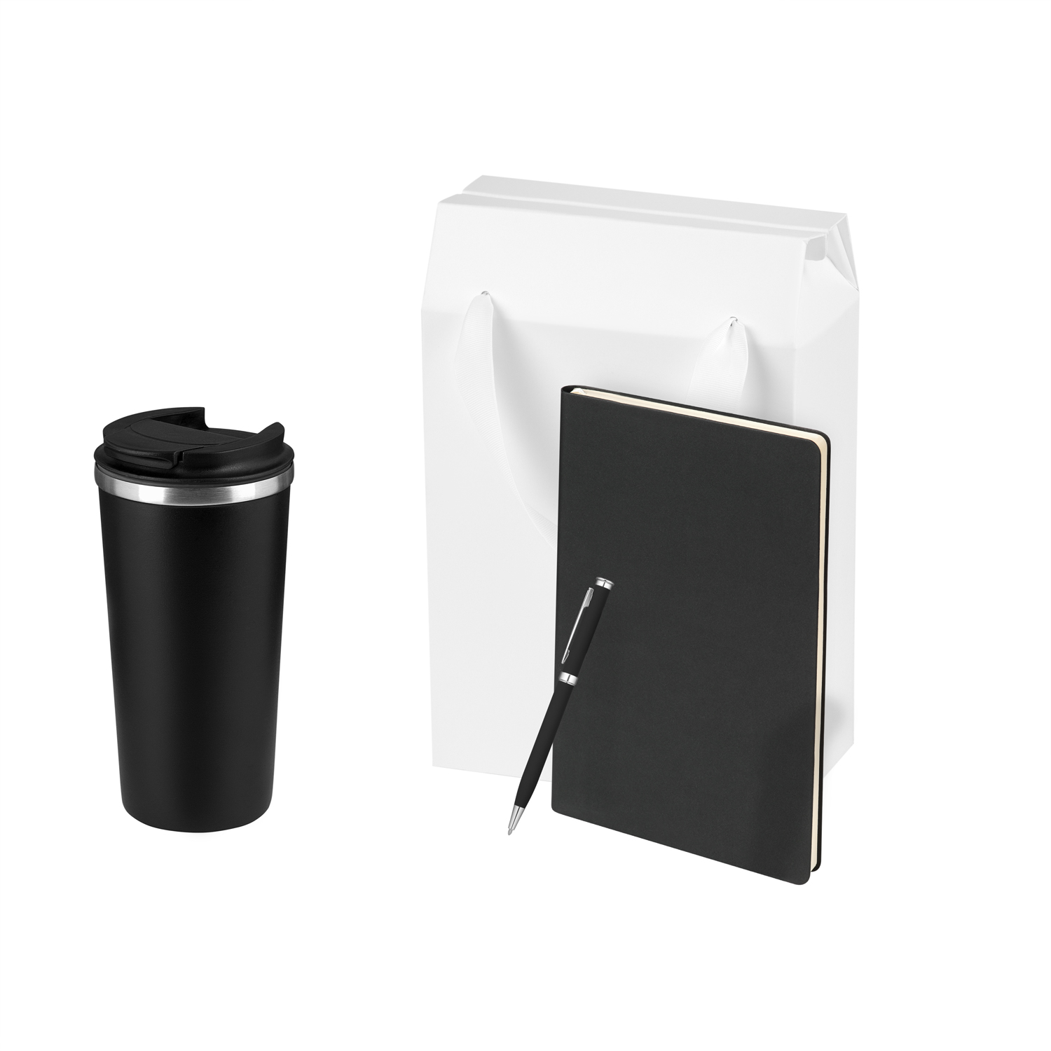 Подарочный набор Palermo, черный (термокружка, ежедневник, ручка)-0