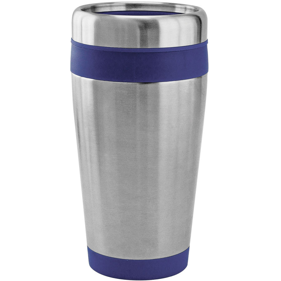 Термокружка  дорожная с крышкой "Хит". 450 мл, серебристый, синий-0