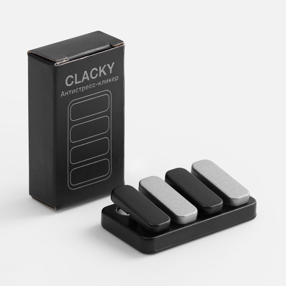 Антистресс-кликер Clacky, черный с серебристым-3