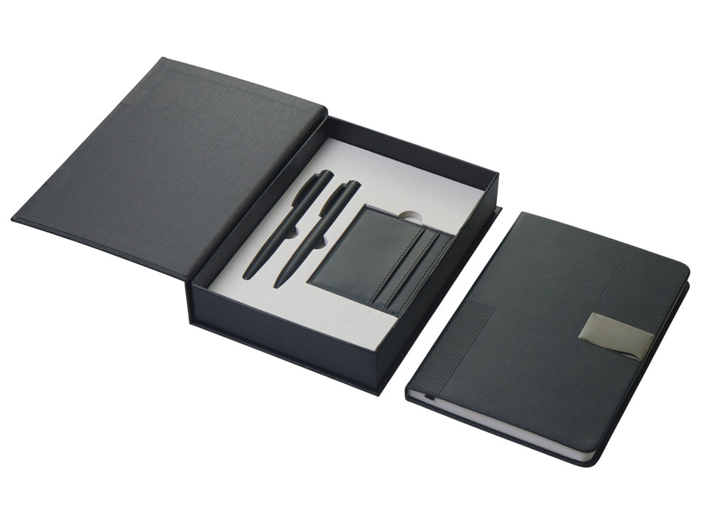 Подарочный набор Goethe с блокнотом А5, 2-мя ручками и картхолдером, черный-4