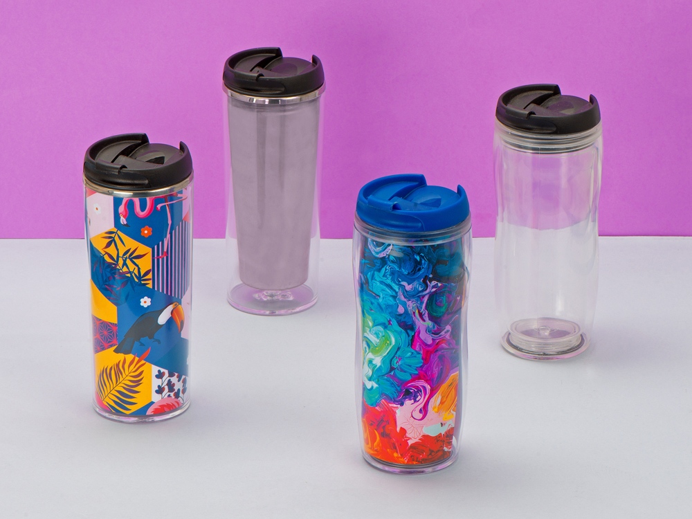 Термокружка Mony 400мл, под цифровую печать, прозрачный/оранжевый-6