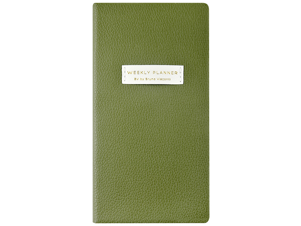 Еженедельник недатированный А6 Verde с нашивкой, зеленый-1