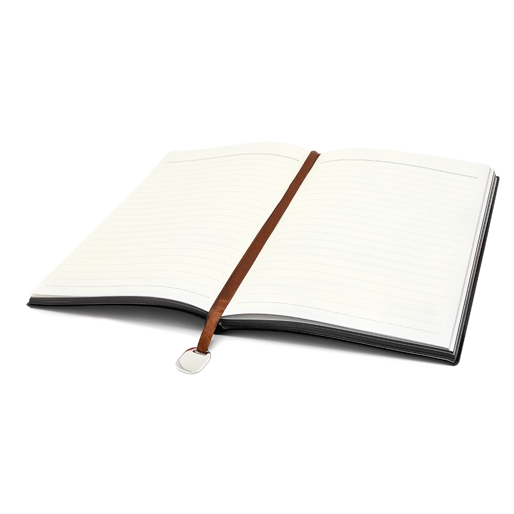 Блокнот A5 Shell в мягком переплёте c металлической биркой, Черный-1