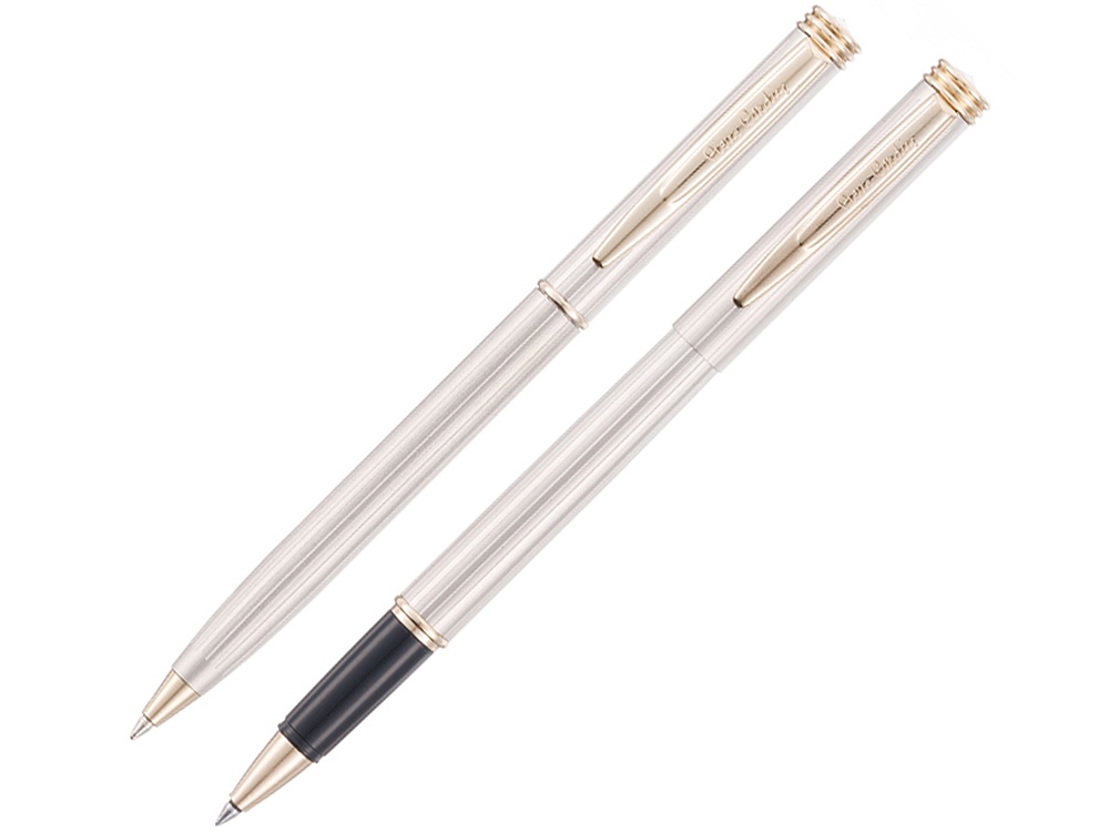Набор Pierre Cardin PEN&PEN: ручка шариковая + роллер. Цвет - серебристо-бежевый. Упаковка Е.-0