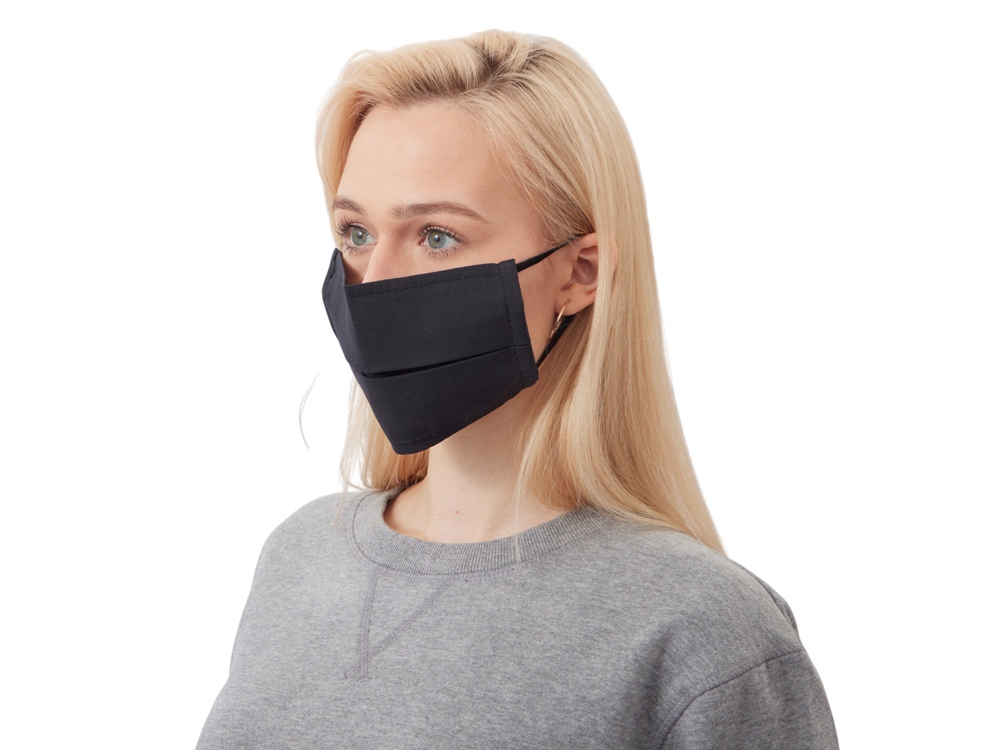 Маска для лица многоразовая из хлопка, черный-2