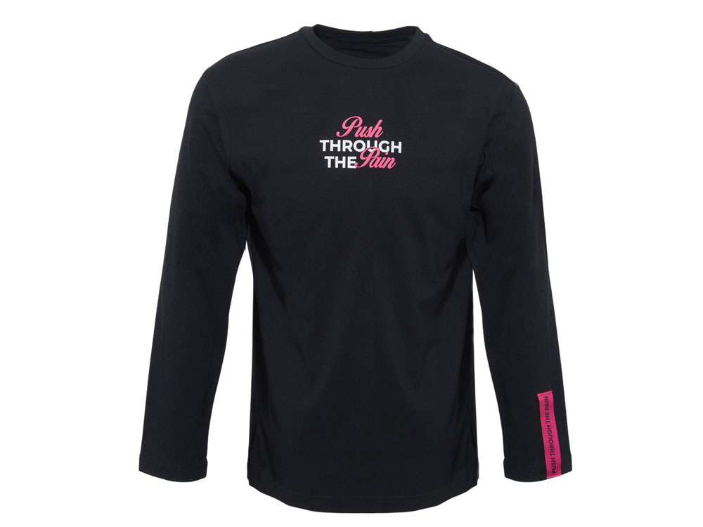 Лонгслив HD Fit мужской, черный, трафаретная печать и бренд тайп-0