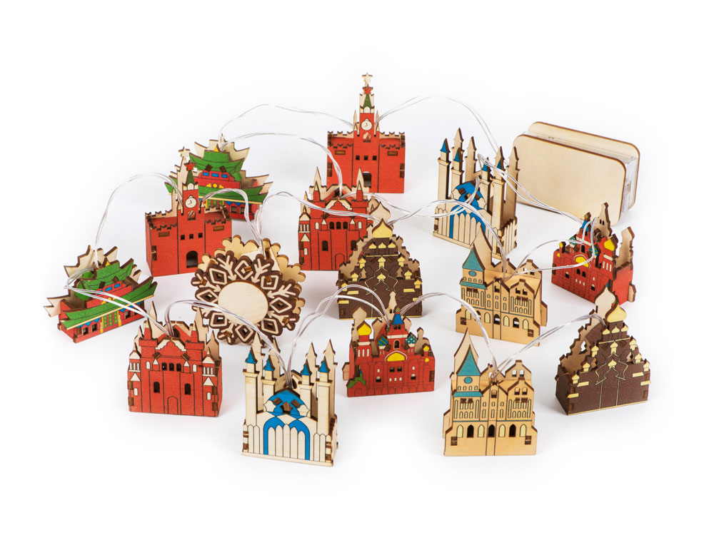 Ёлочная гирлянда с лампами в подарочной коробке Достопримечательности России-1