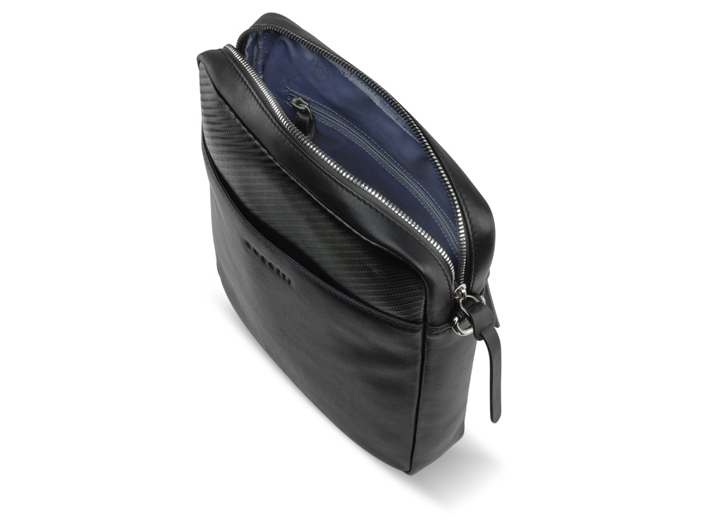 Сумка наплечная мужская BUGATTI Comet, чёрная, воловья кожа/полиэстер, 23,5х5х26 см-2