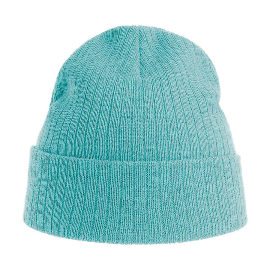 Шапка вязаная RIO с отворотом из материала rPET/рециклированного полиэстера, голубой-2